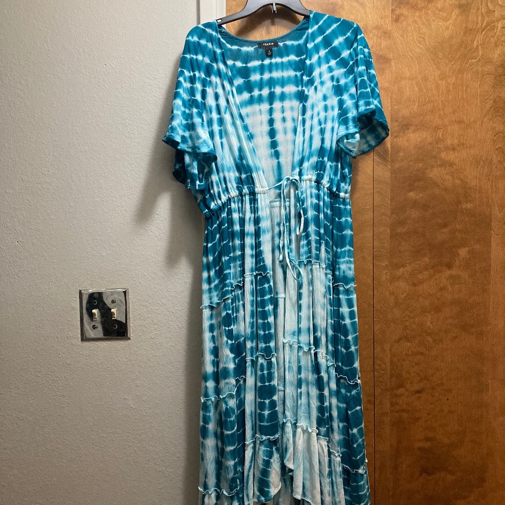 COPY - Torrid Blue Tye-Dye Wrap Dress